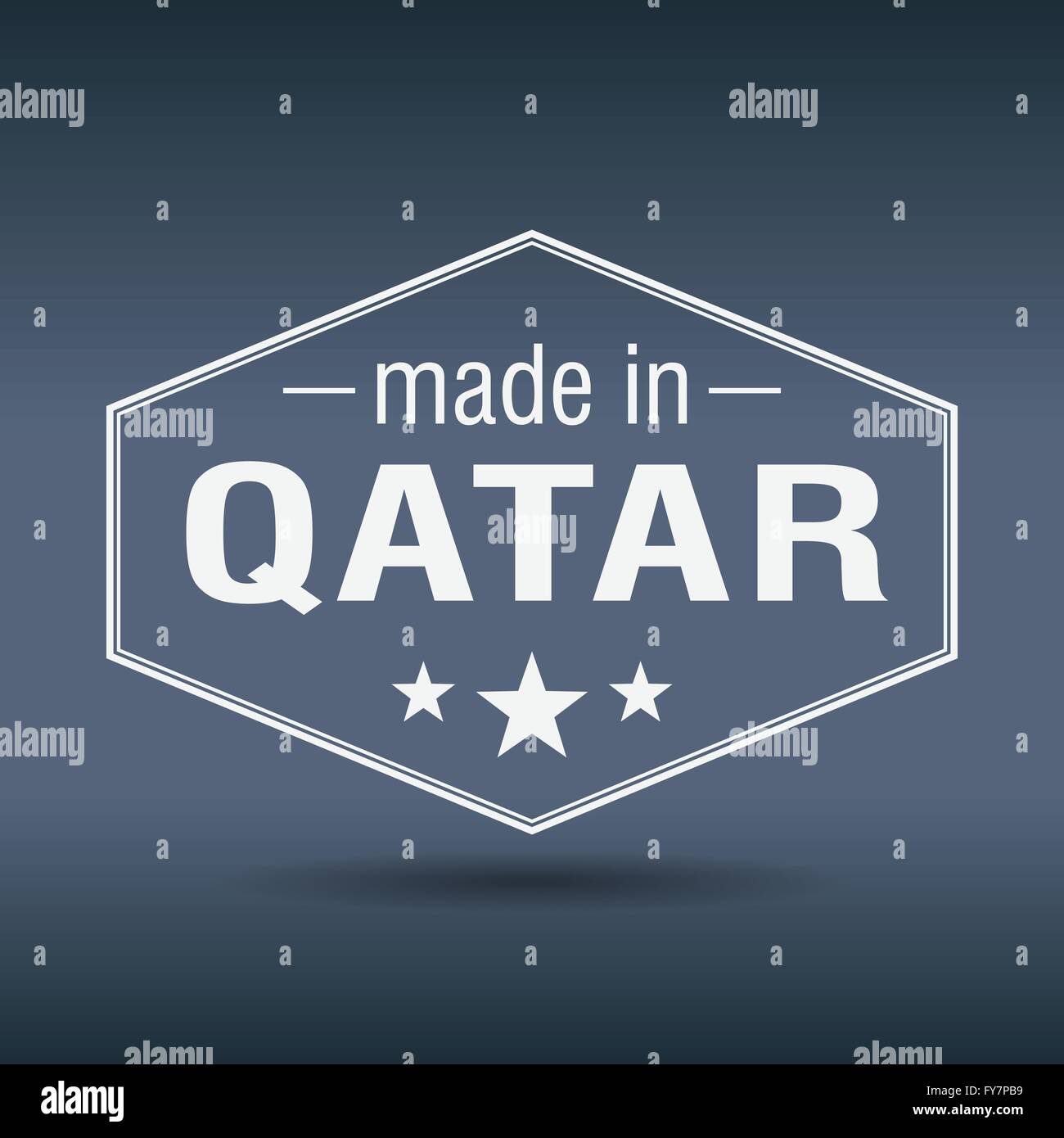 made in Qatar hexagonal white vintage label Stock Vector Image & Art