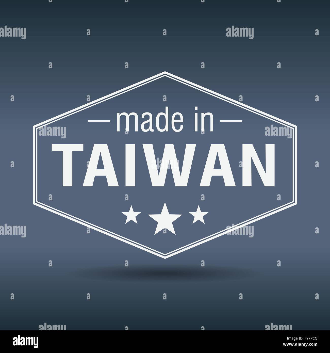 made in Taiwan hexagonal white vintage label Stock Vector Image & Art