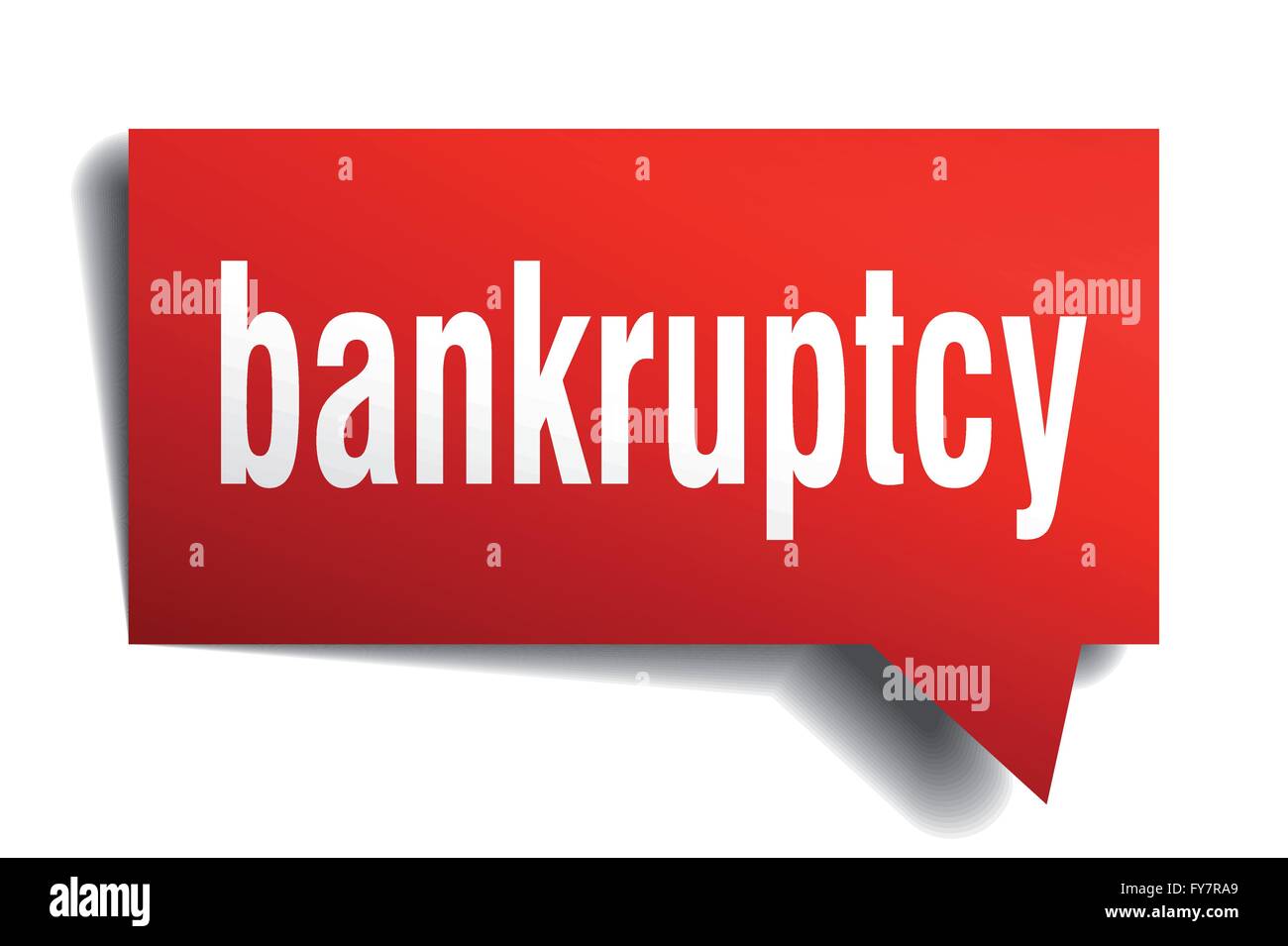 Bankruptcy red 3d realistic paper speech bubble isolated on white Stock ...