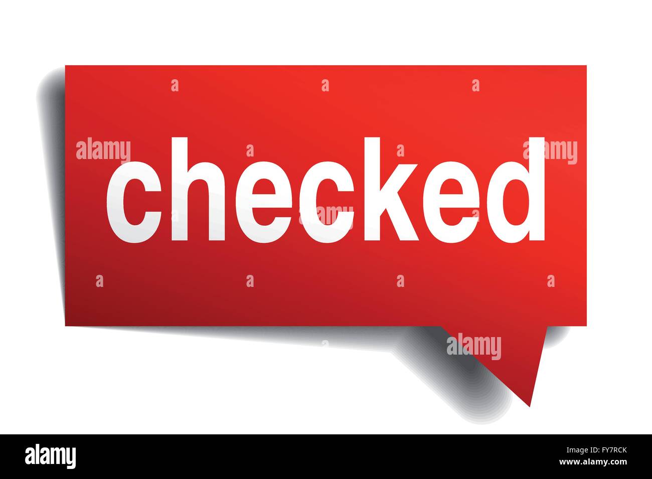 Checked red 3d realistic paper speech bubble isolated on white Stock ...