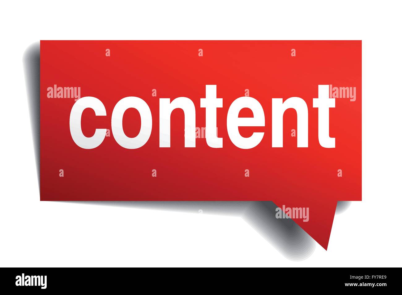 Content red 3d realistic paper speech bubble isolated on white Stock ...