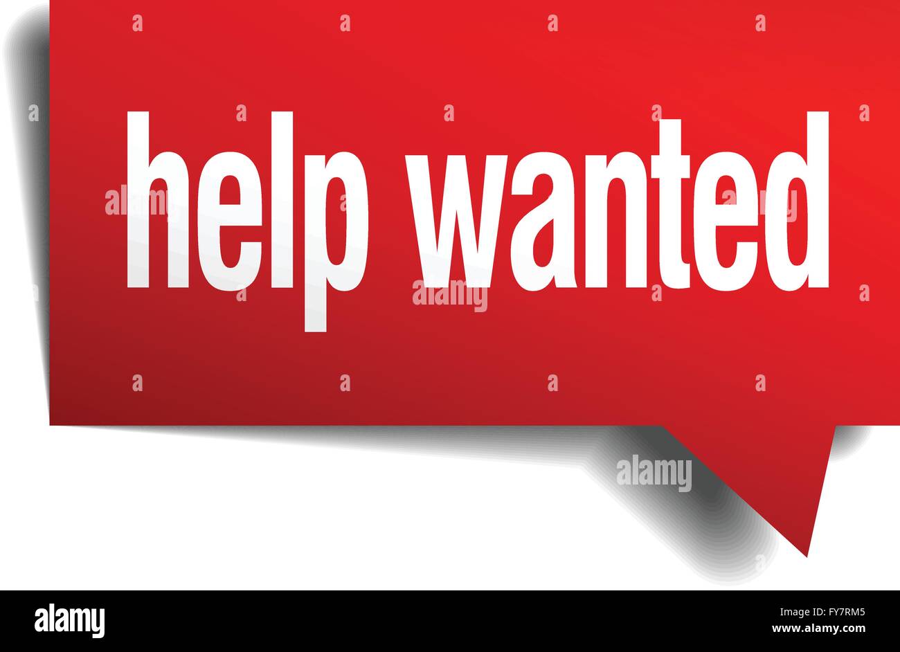 help wanted red 3d realistic paper speech bubble Stock Vector Image ...