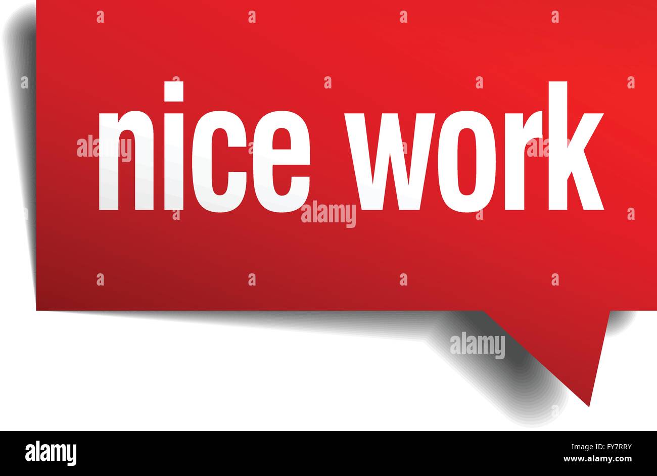 nice work red 3d realistic paper speech bubble Stock Vector Image & Art ...