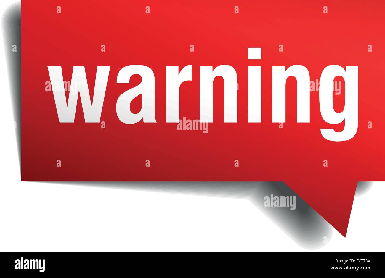 Warning red 3d realistic paper speech bubble isolated on white Stock ...