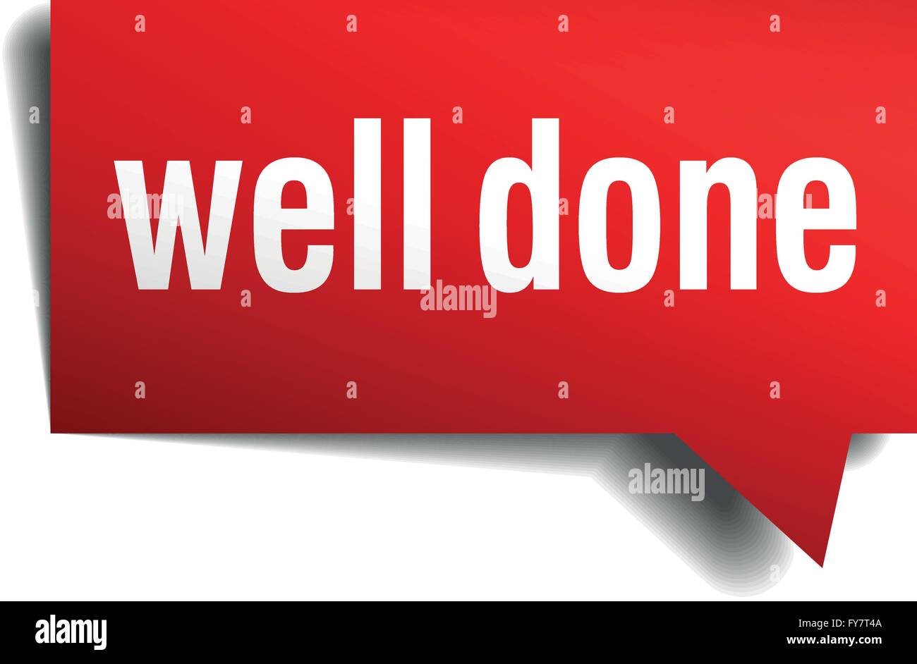 Well done red 3d realistic paper speech bubble isolated on white Stock ...