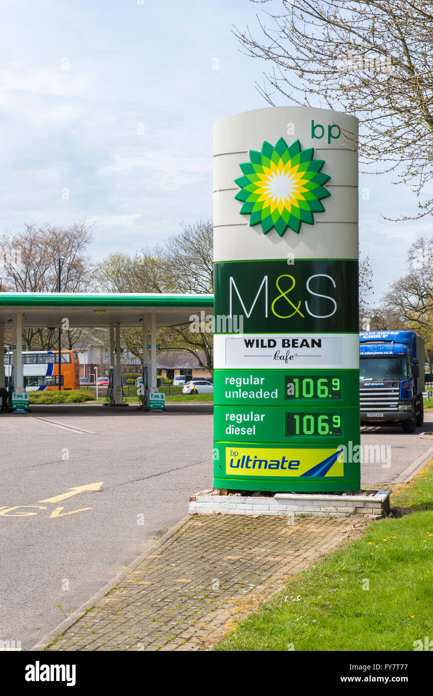 The price of fuel, BP forecourt, Coventry Stock Photo