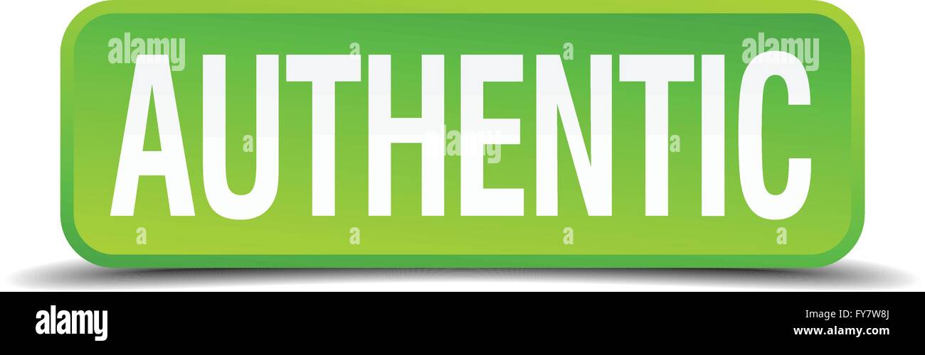 authentic green 3d realistic square isolated button Stock Vector Image ...