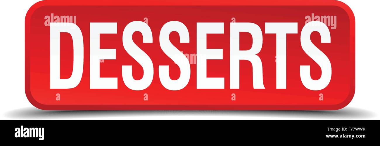 Desserts red 3d square button isolated on white background Stock Vector ...