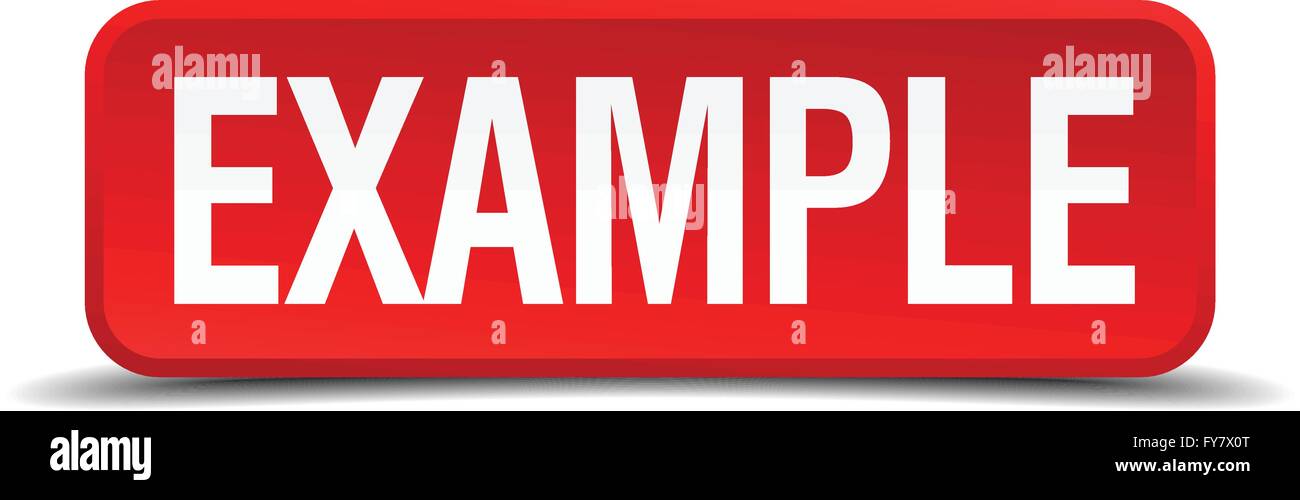 Example red 3d square button isolated on white background Stock Vector ...