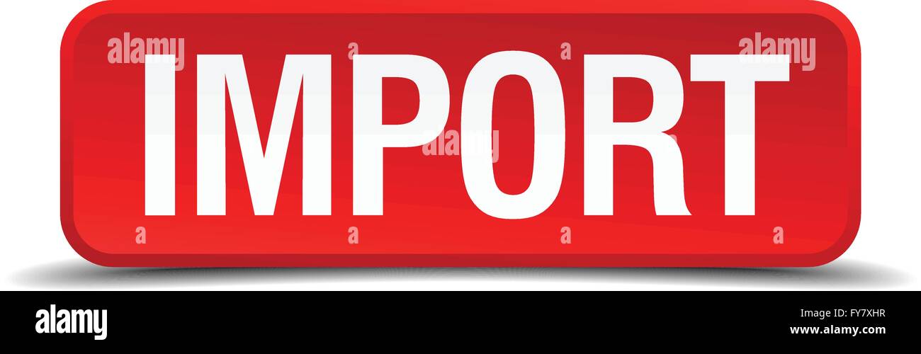 Import red 3d square button on white background Stock Vector Image ...