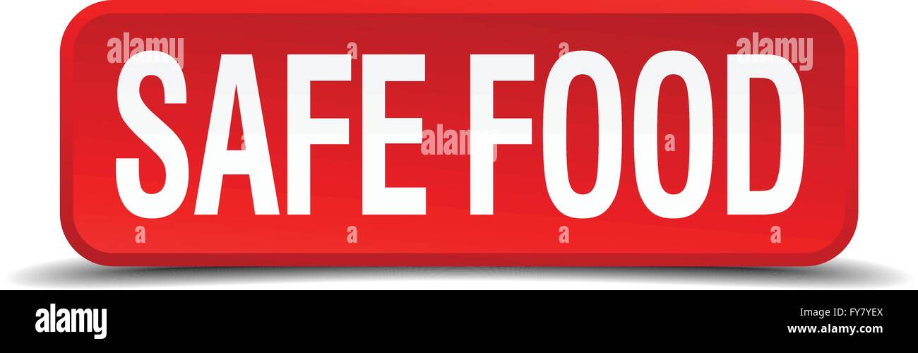 safe food red 3d square button isolated on white Stock Vector Image ...