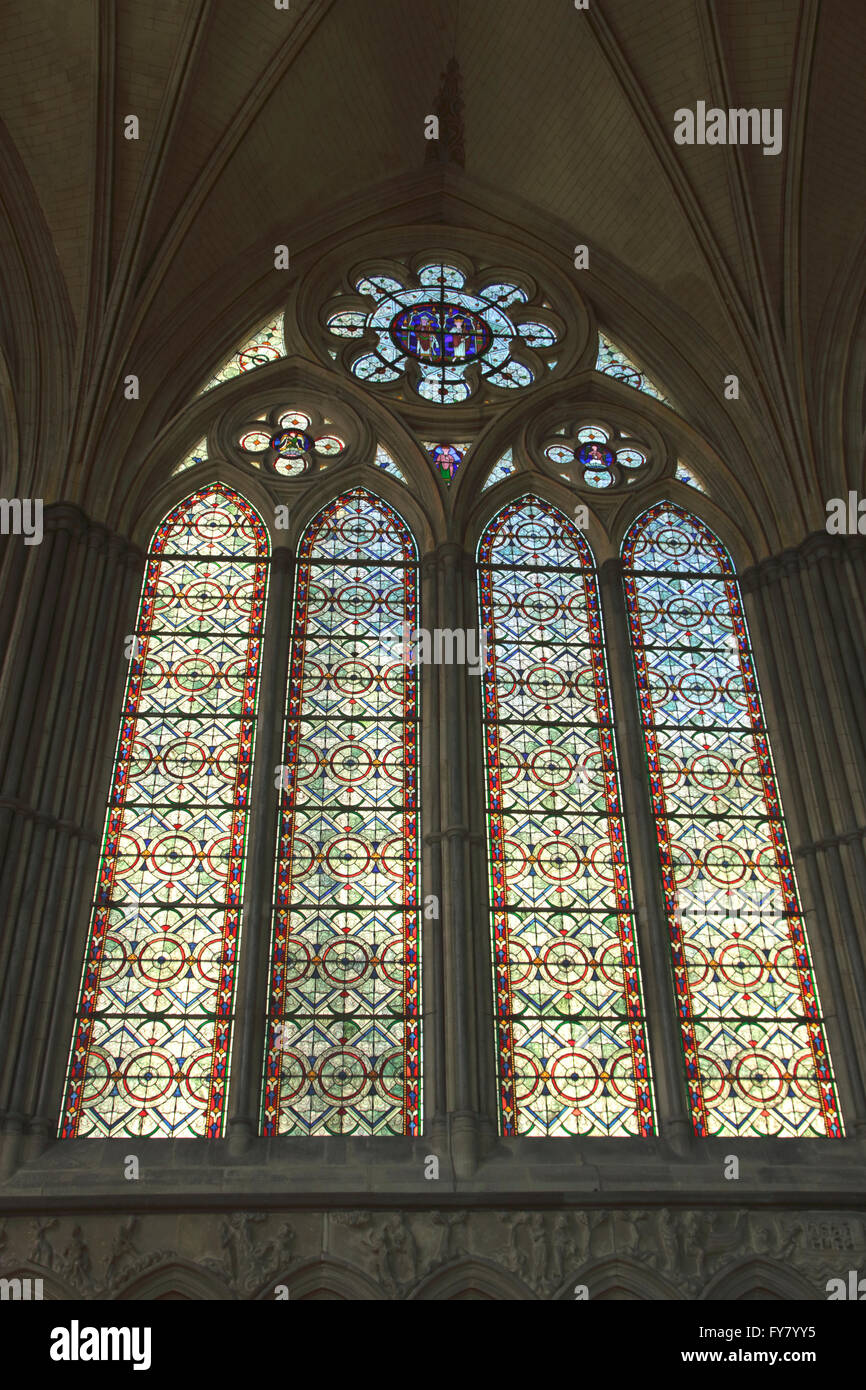 Stained Glass Window in Salisbury Cathedral Wiltshire Stock Photo Alamy