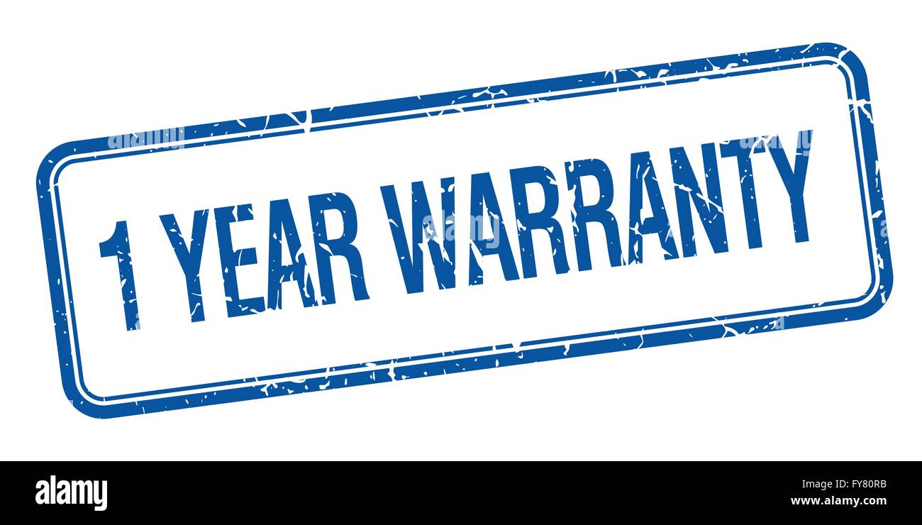 1 year warranty blue square grungy vintage isolated stamp Stock Vector ...