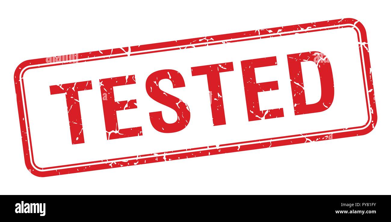 tested red square grungy vintage isolated stamp Stock Vector Image ...