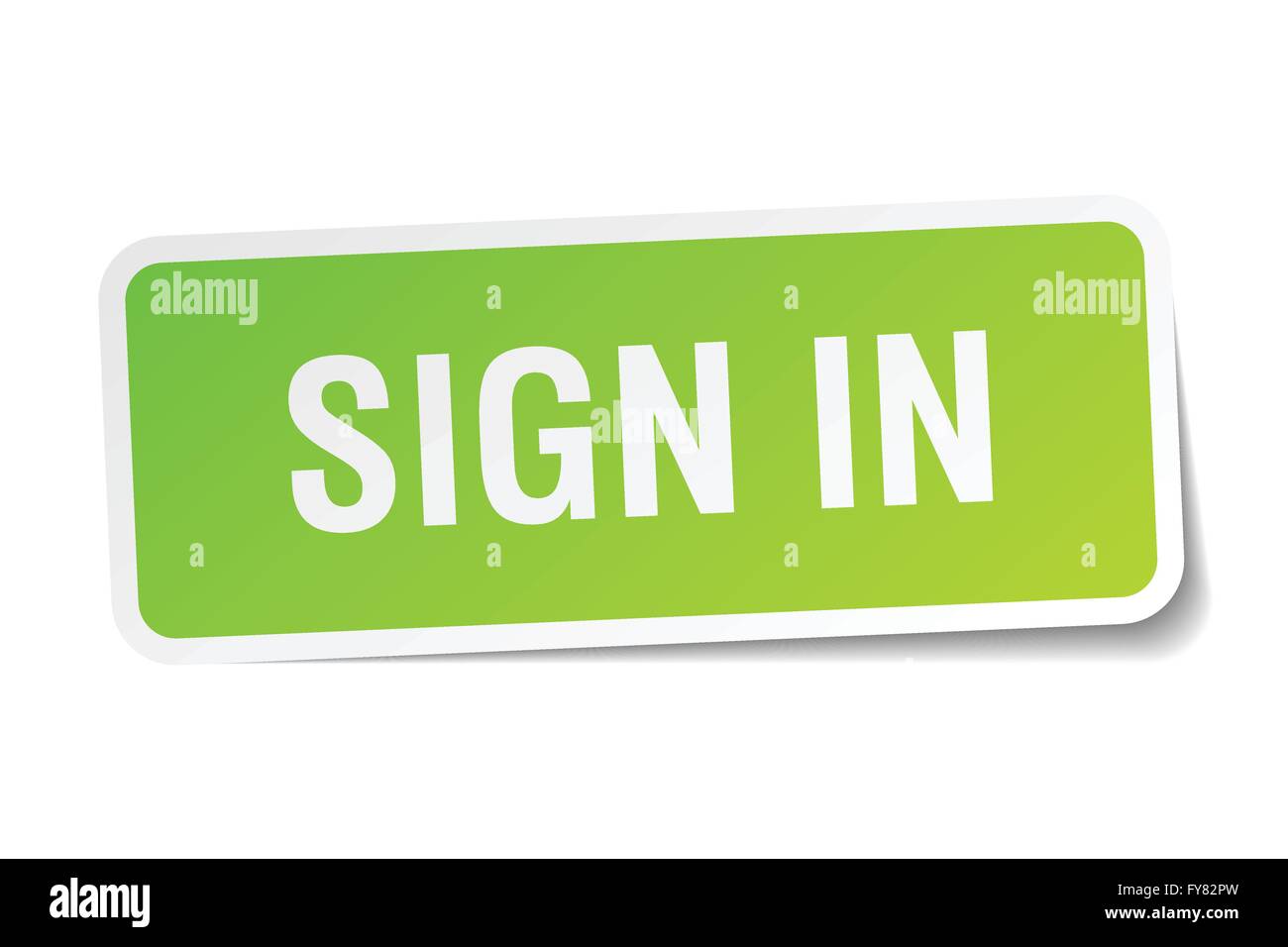 Sticker Pin Sign Sign In sign in green square sticker on white background Stock Vector Image ...
