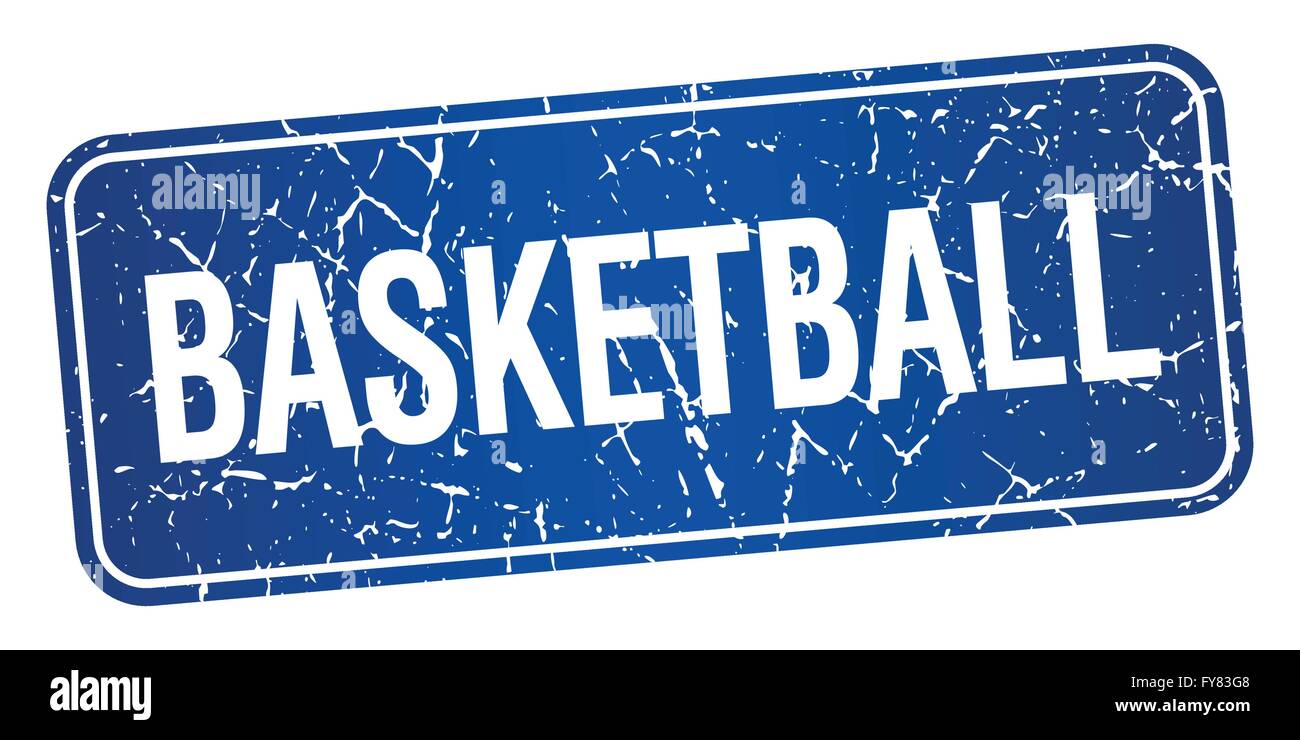basketball blue square grunge textured isolated stamp Stock Vector ...