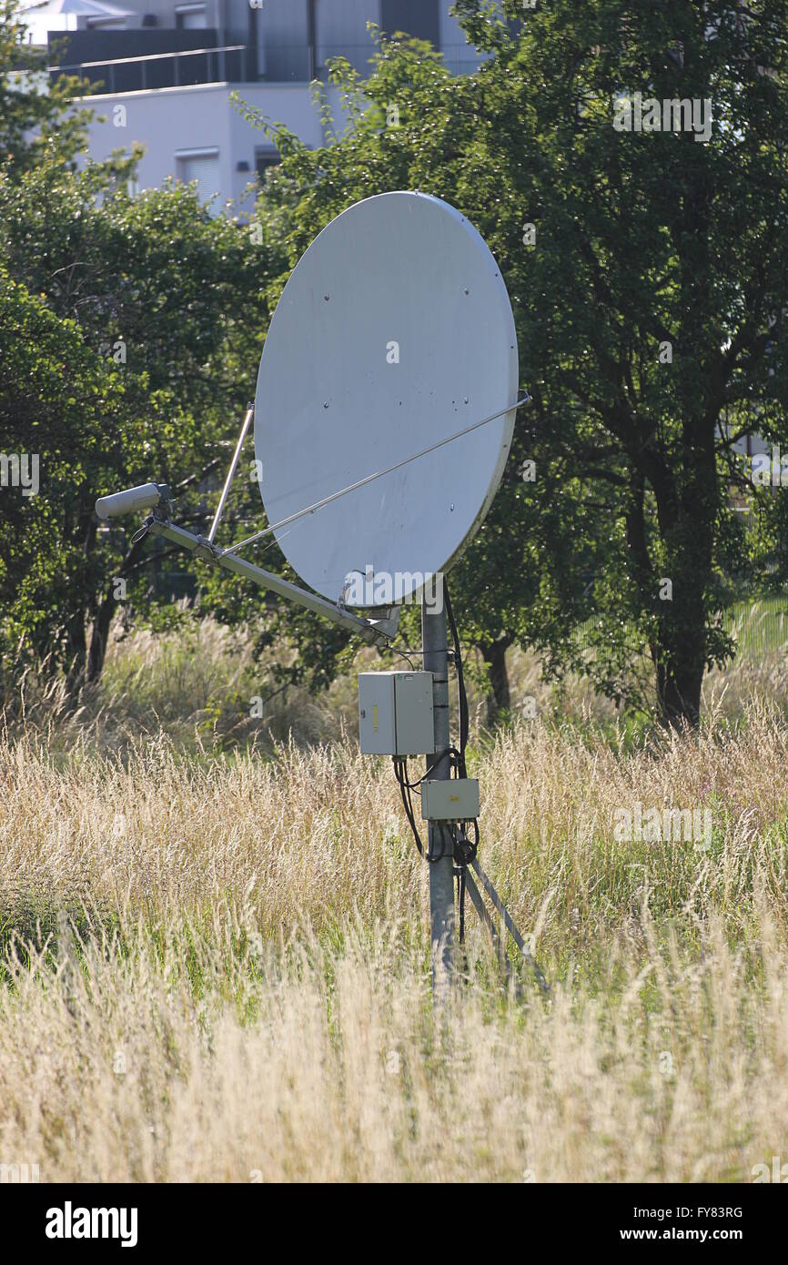 Global communications technology connection satellite dish hires stock