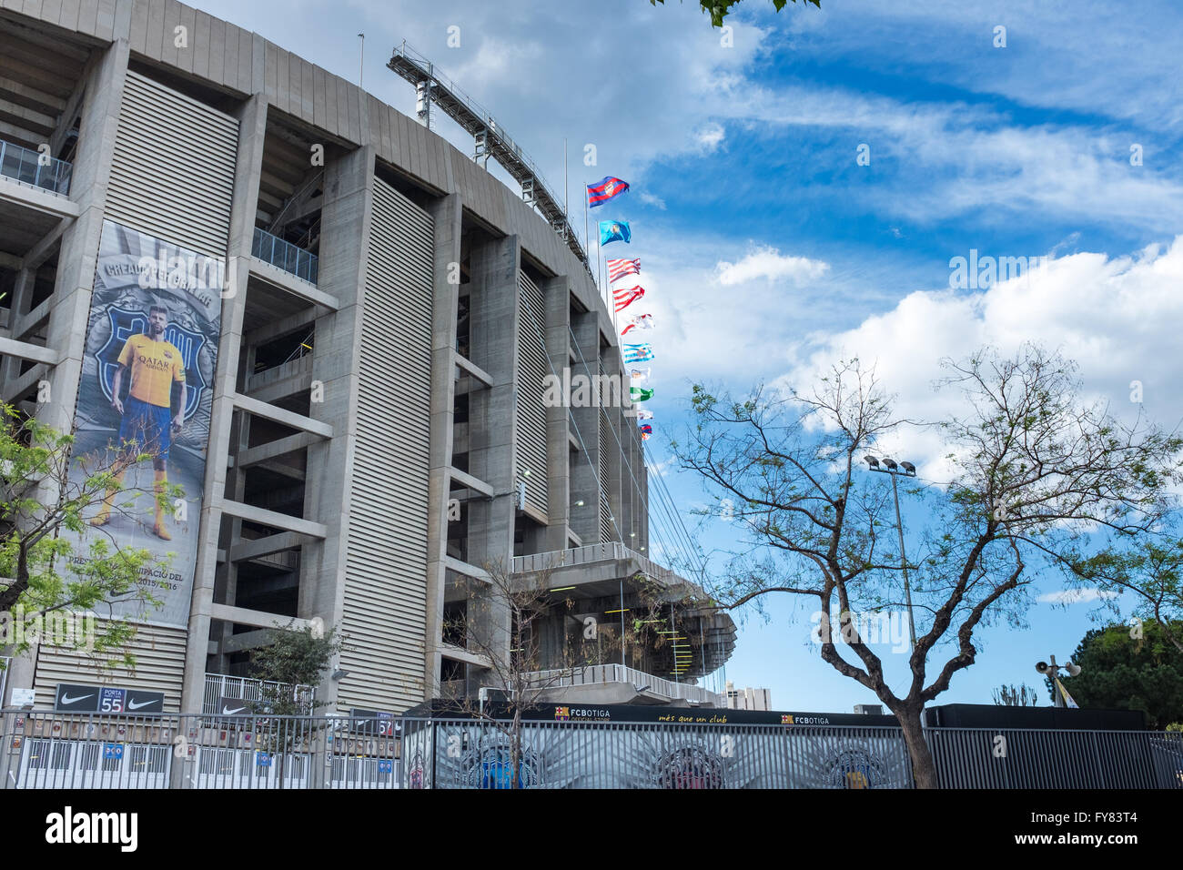 Outside the Camp Nou football stadium in Barcelona Stock Photo