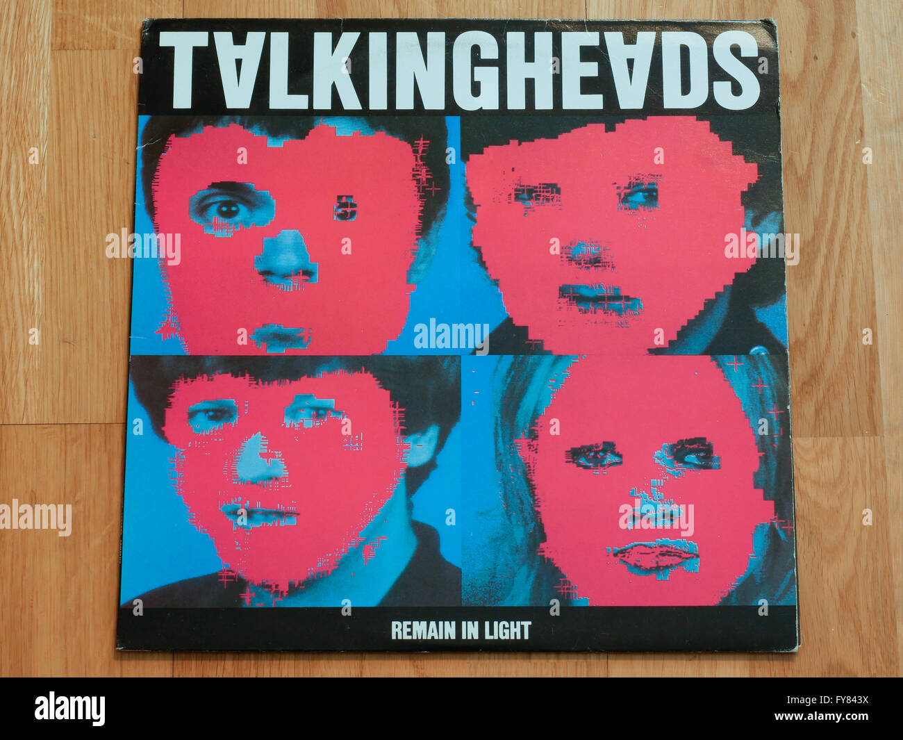 Talking heads LP cover on wooden floor Stock Photo