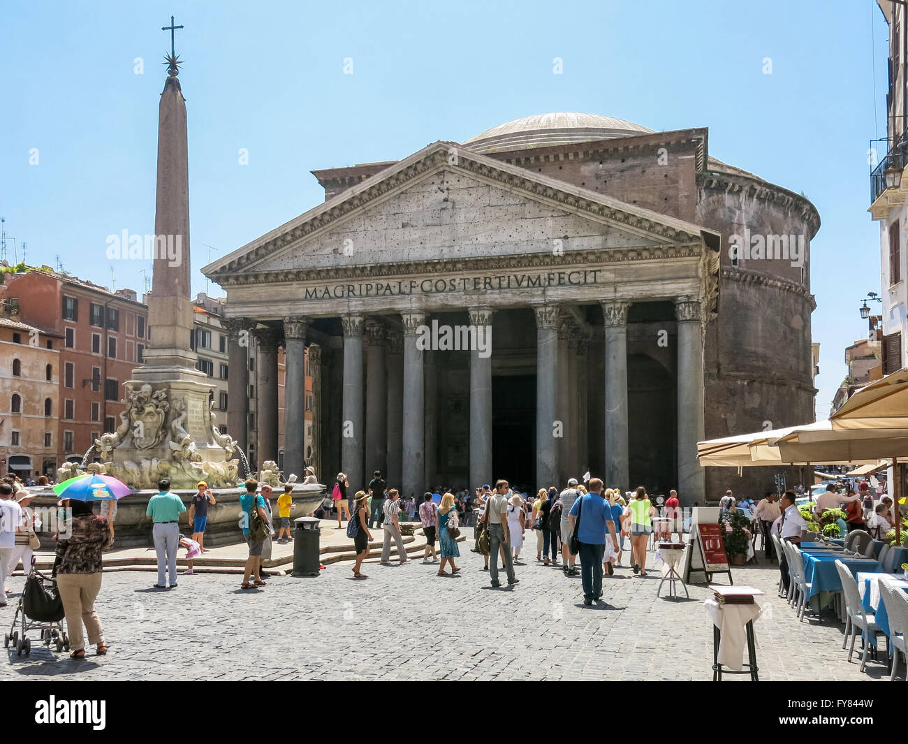 Pantheon, obelisk and fountain on Piazza della Rotonda square in Rome, Italy Stock Photo