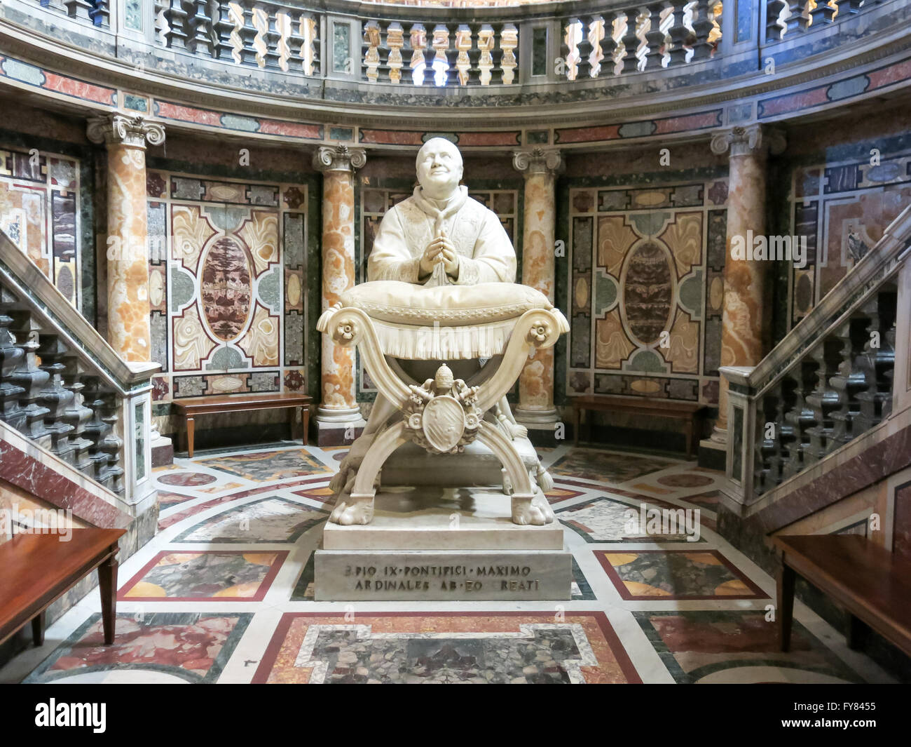 Statue Pope Pius IX in Basilica di Santa Maria Maggiore or Basilica of Saint Mary Major in Rome, Italy Stock Photo