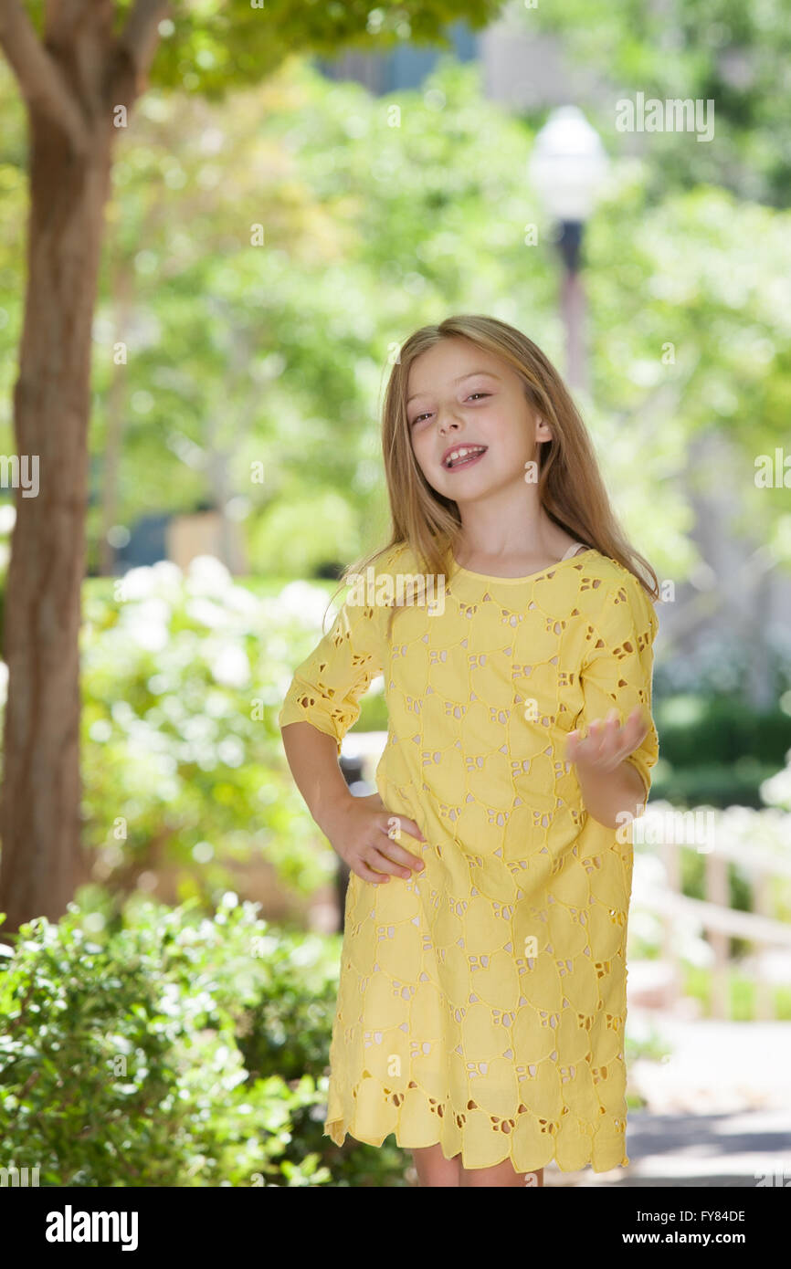 portrait of happy girl having good time in summer environment Stock ...