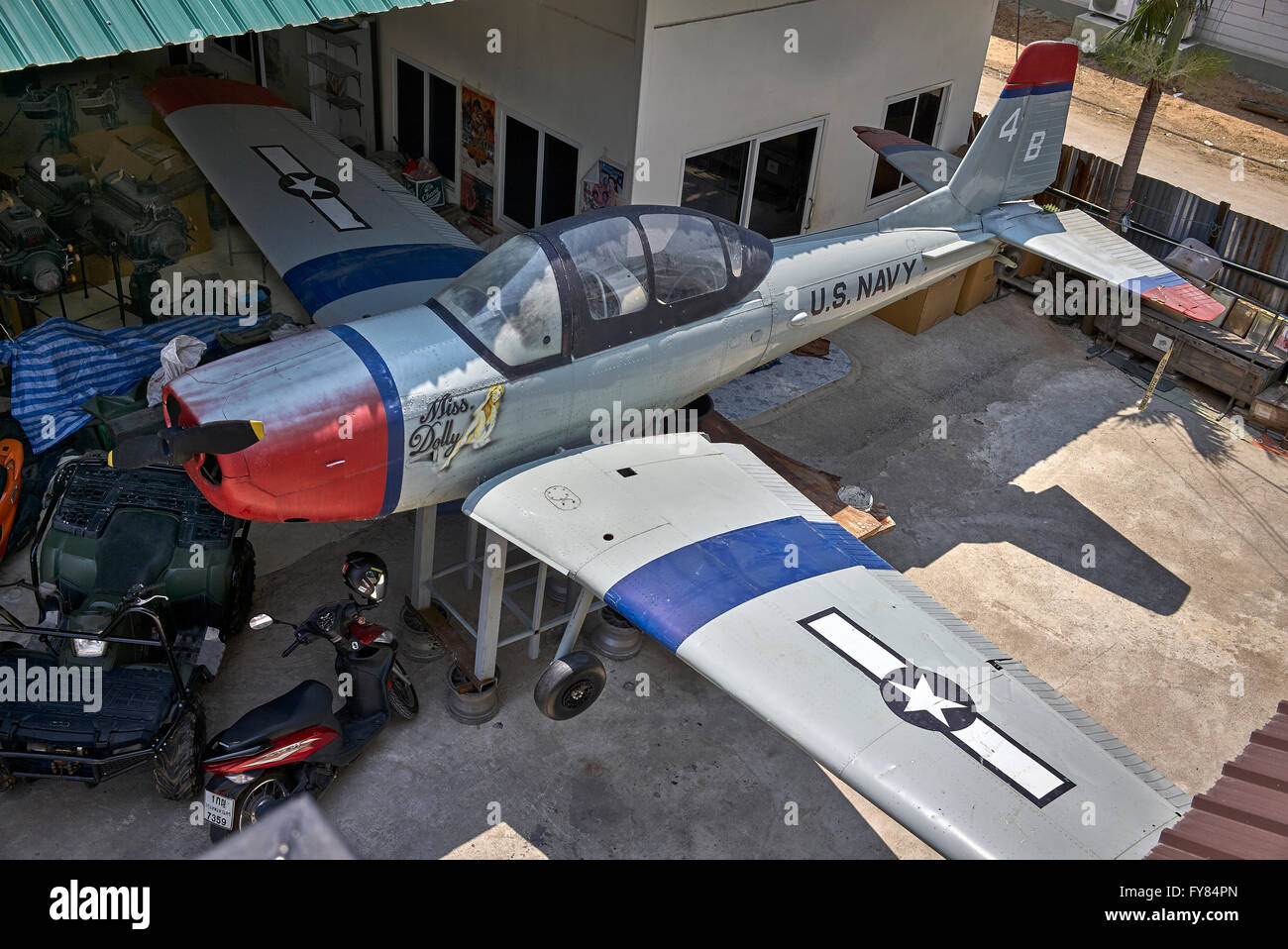 World War 2 plane. USA military aircraft undergoing restoration Stock Photo