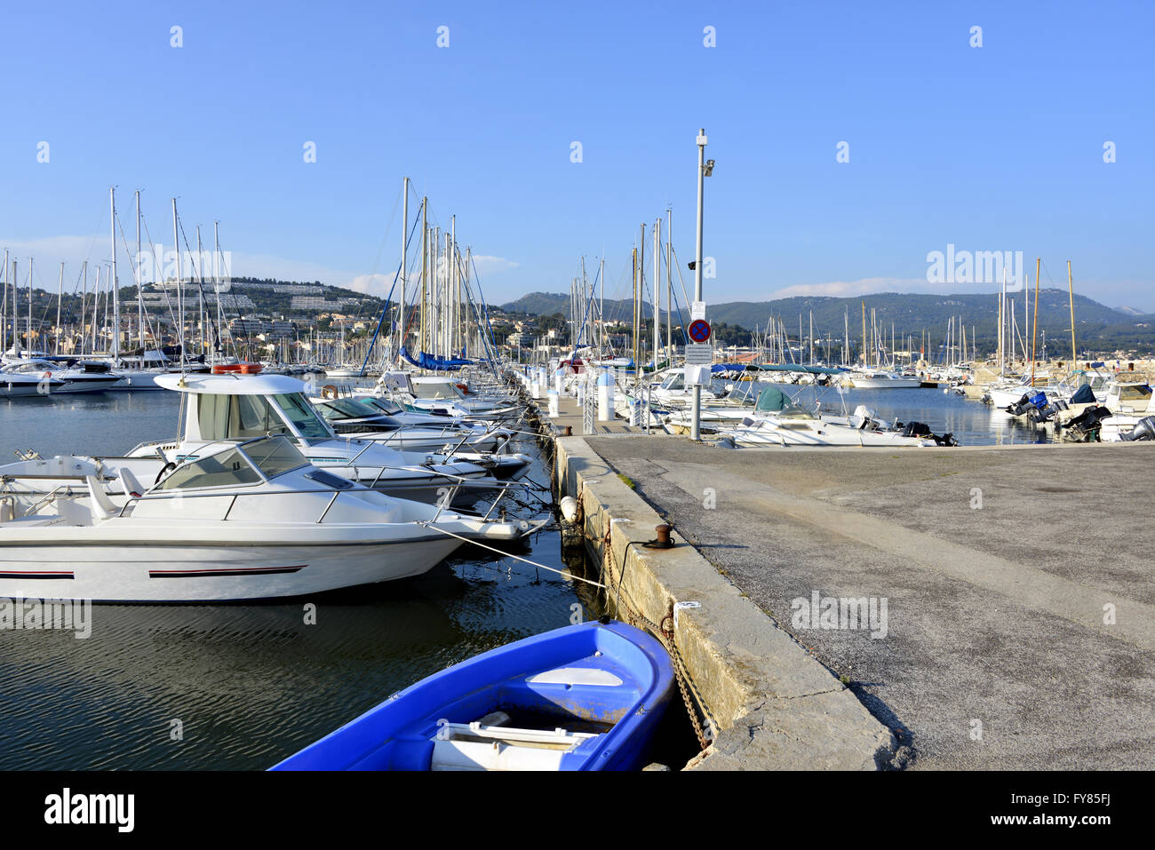 Boats in the port of Bandol, commune in the Var department in the Provence-Alpes-Côte d'Azur region in southeastern France. Stock Photo