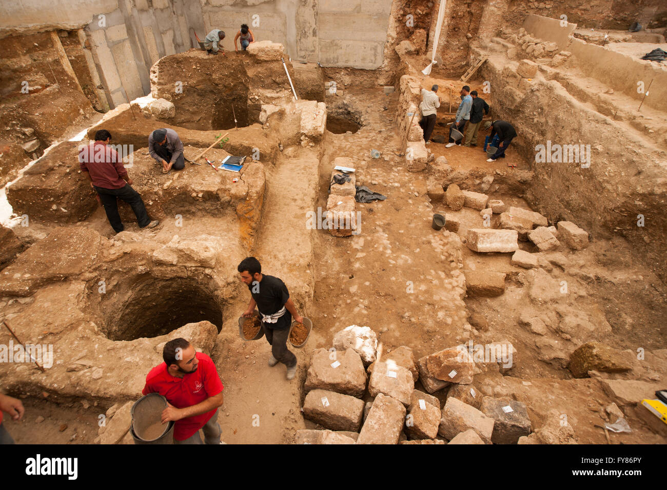 Urban archaeology, Beirut downtown excavations, Lebanon. Stock Photo