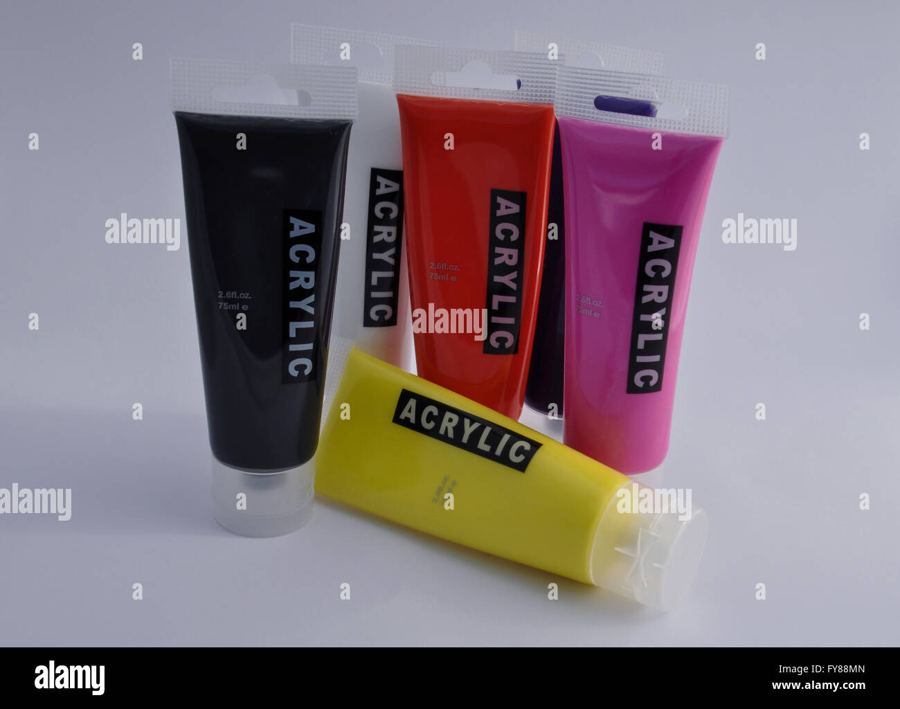Acrylic paint in tubes for the artist on a white background Stock Photo
