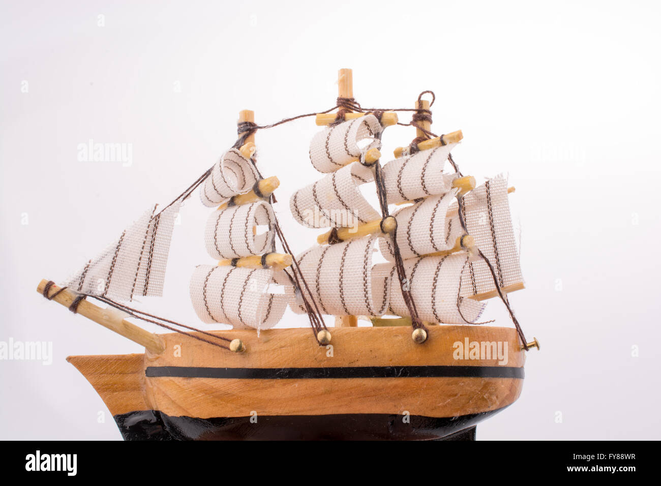 Ship model on a white background Stock Photo - Alamy