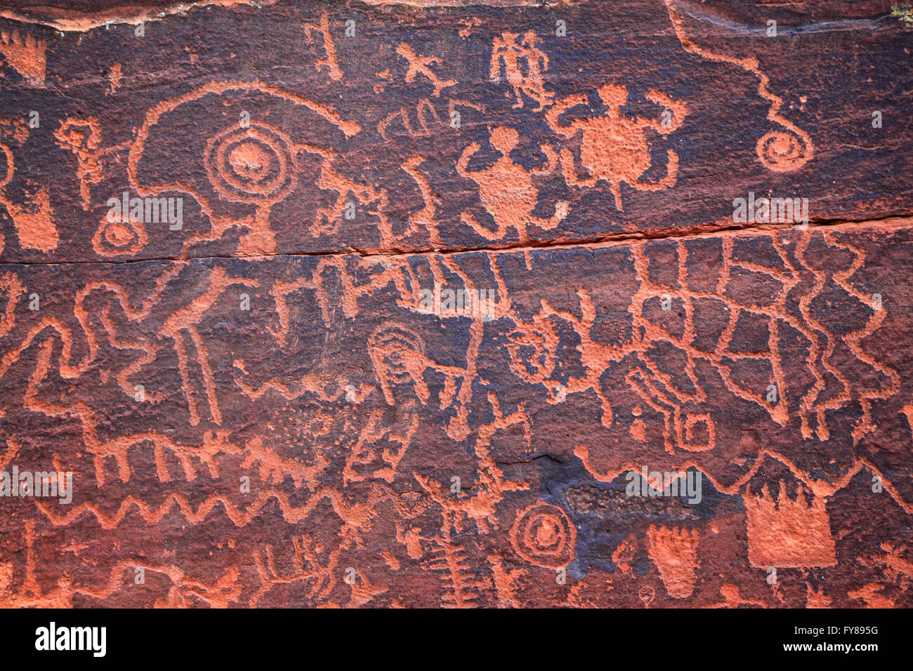 Sinagua indian petroglyphs at the V-Bar-V Heritage site in Coconino National Forest in Arizona Stock Photo