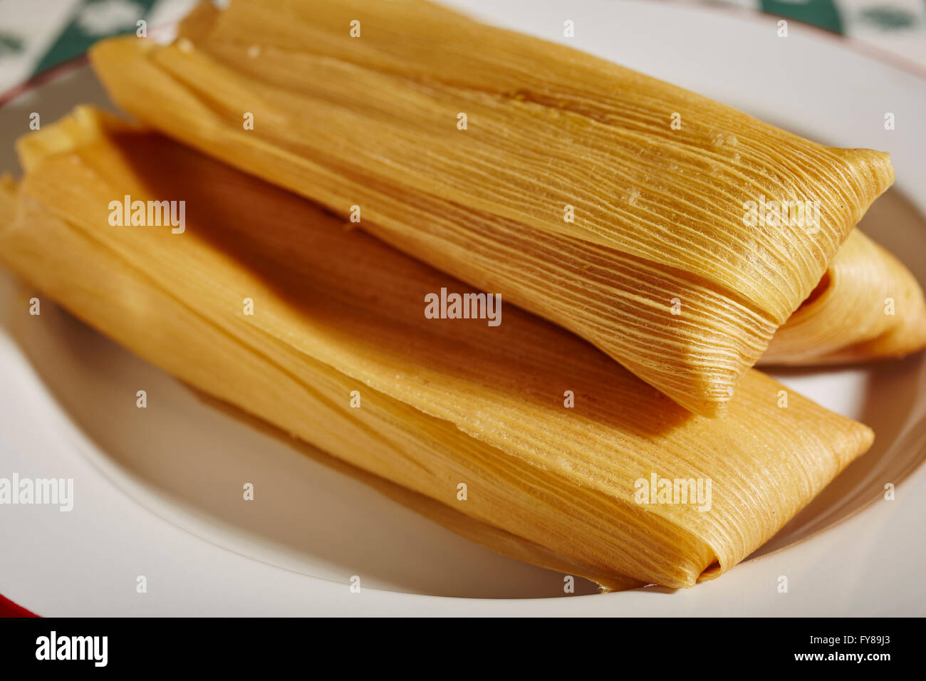 whole cooked tamales, a Mexican specialty Stock Photo