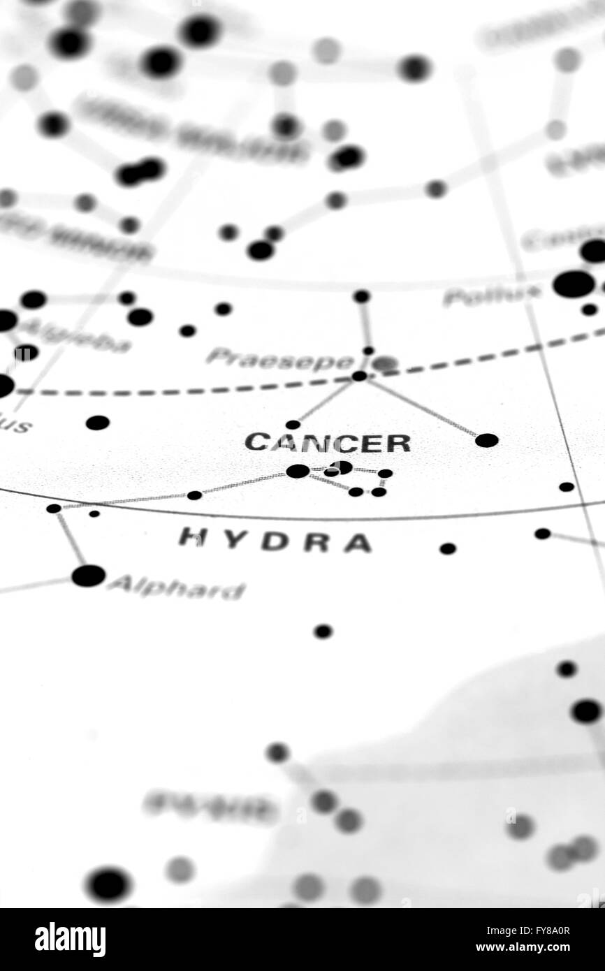 Cancer star map zodiac Stock Photo