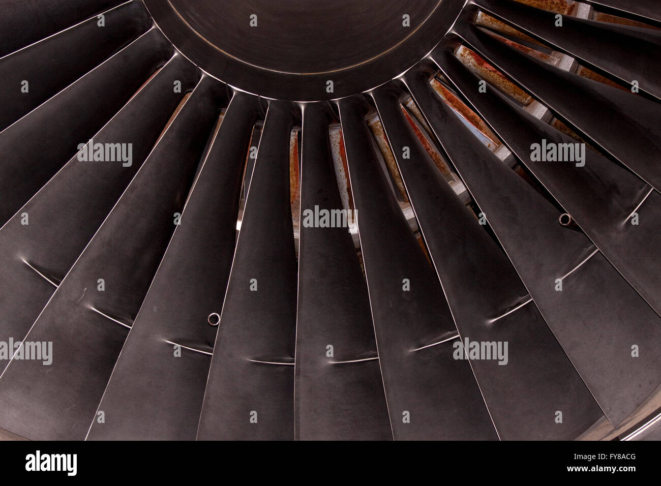 Detail view of a jet plane engine Stock Photo