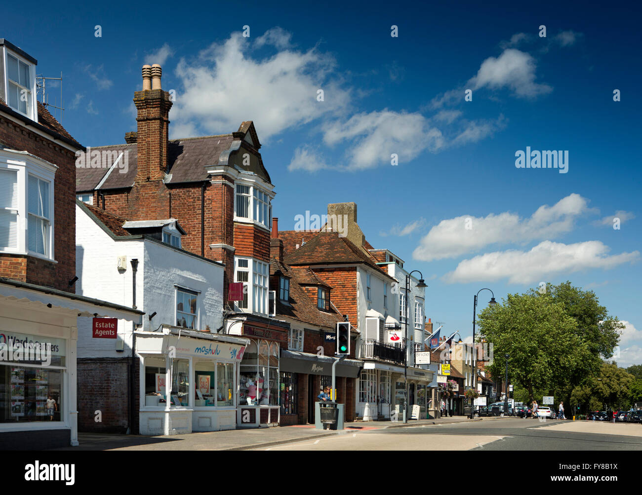 UK, Kent, Tenterden, High Street, shops in historic buildings Stock Photo