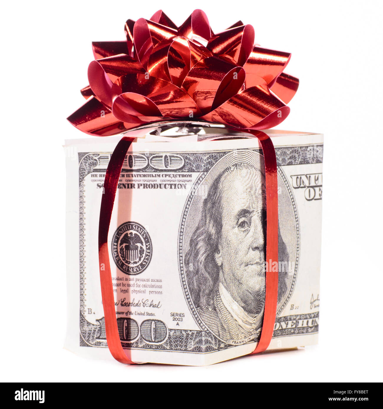 gift box made of dollars Stock Photo - Alamy