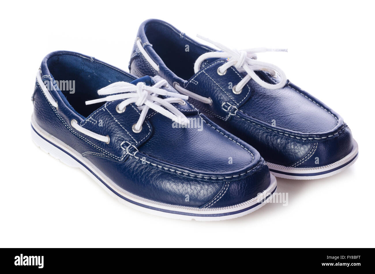 blue leather deck shoes Stock Photo Alamy