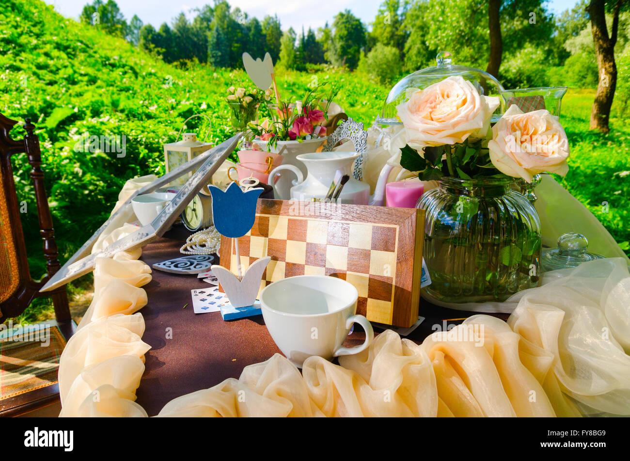 tea party in park Stock Photo Alamy