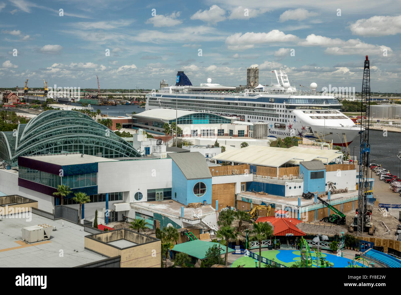 The Cruise Ship Port Terminal In Tampa Bay With The Norwegian Star And American Victory Ships In Port Stock Photo