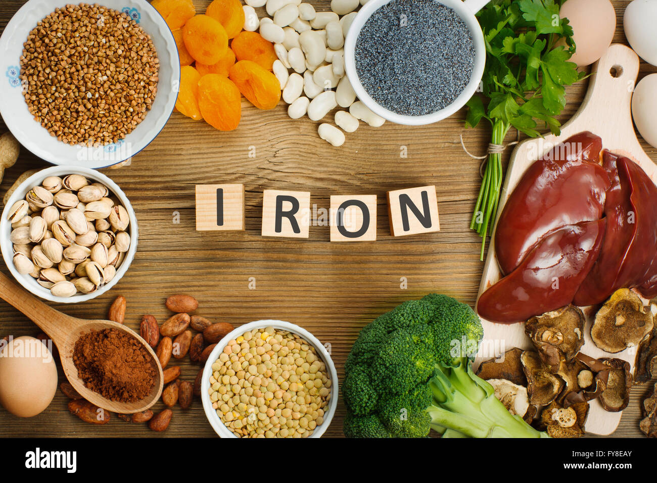 Collection iron rich foods Stock Photo
