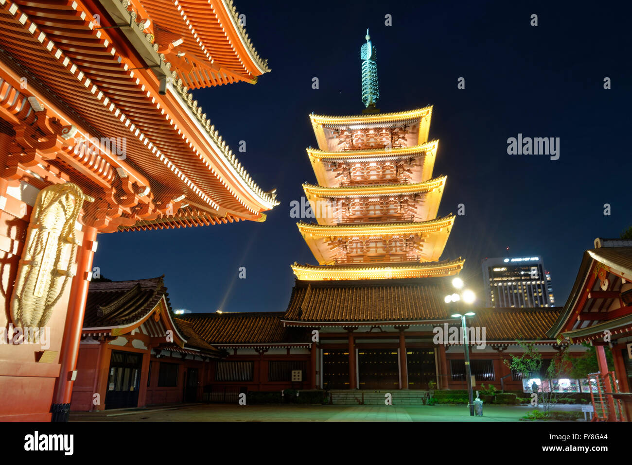 Sensō-ji (金龍山浅草寺 Kinryū-zan Sensō-ji?) is an ancient Buddhist temple located in Asakusa, Tokyo, Japan. Stock Photo