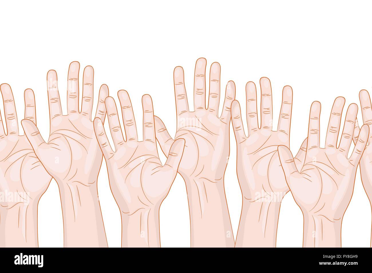 raised hands horizontal seamless pattern vector illustration Stock ...