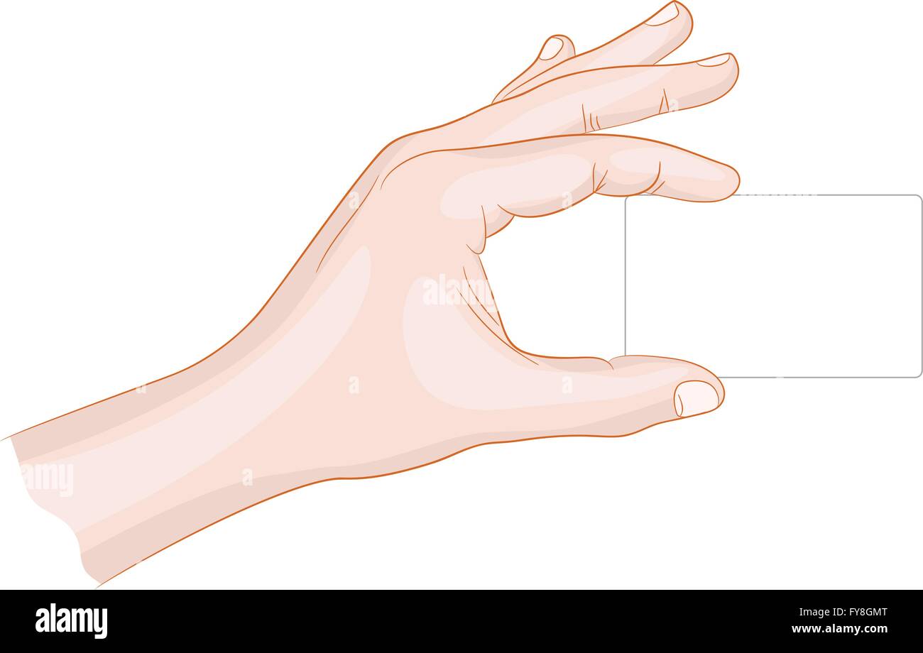 Man hand holding a card blank vector illustration Stock Vector Image ...