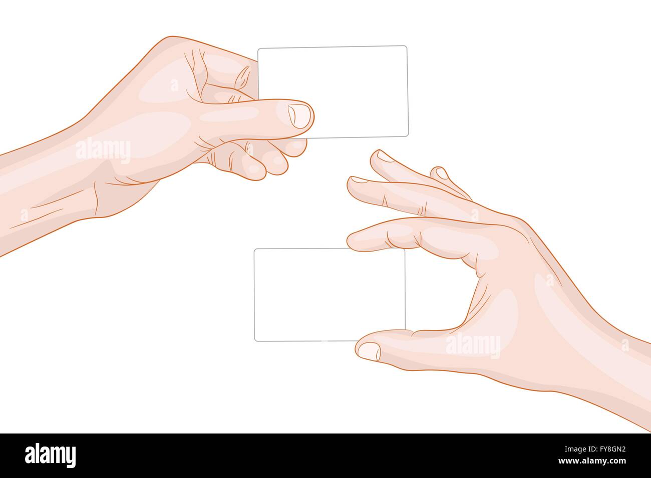 Man hands holding a blank cards vector illustration Stock Vector Image ...