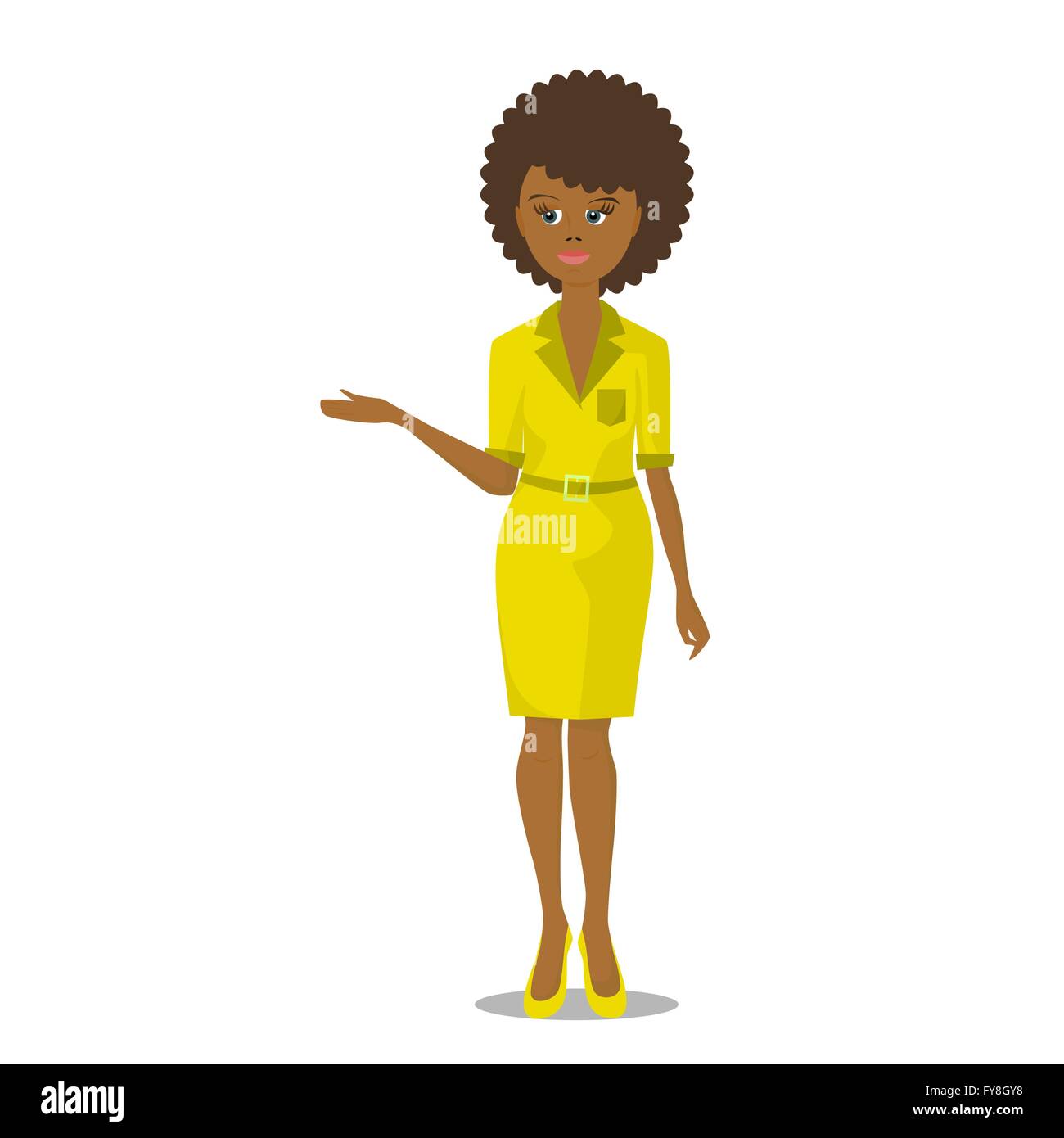 african black woman in yellow dress vector illustration Stock Vector