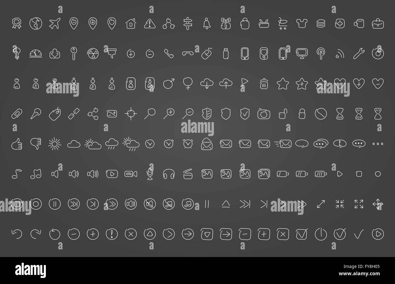 collection of vector icons hand-drawn effect vector illustration Stock ...