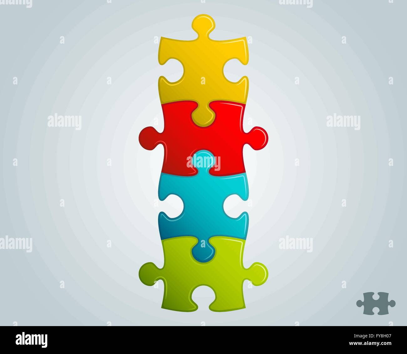 colorful puzzle pieces vertical structure vector illustration Stock