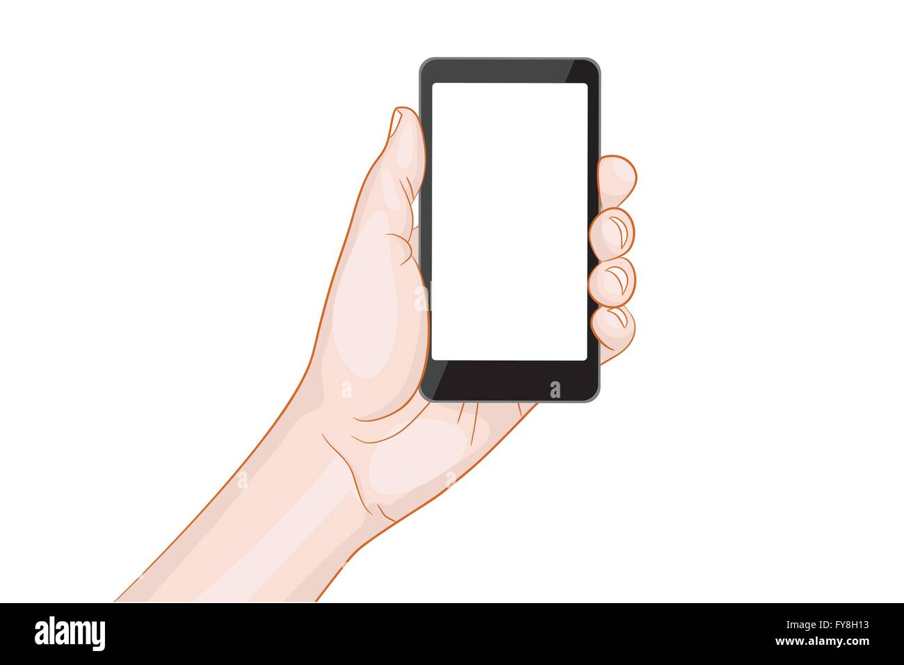 hand holding a smartphone with blank screen vector illustration Stock ...