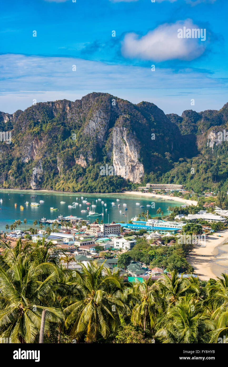 Phuket Krabi Phi Phi Islands Koh Phi Phi Don View from Phi Phi viewpoint Stock Photo